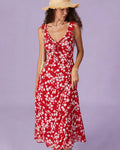 Alina | Damen Floral-Maxikleid – Rot