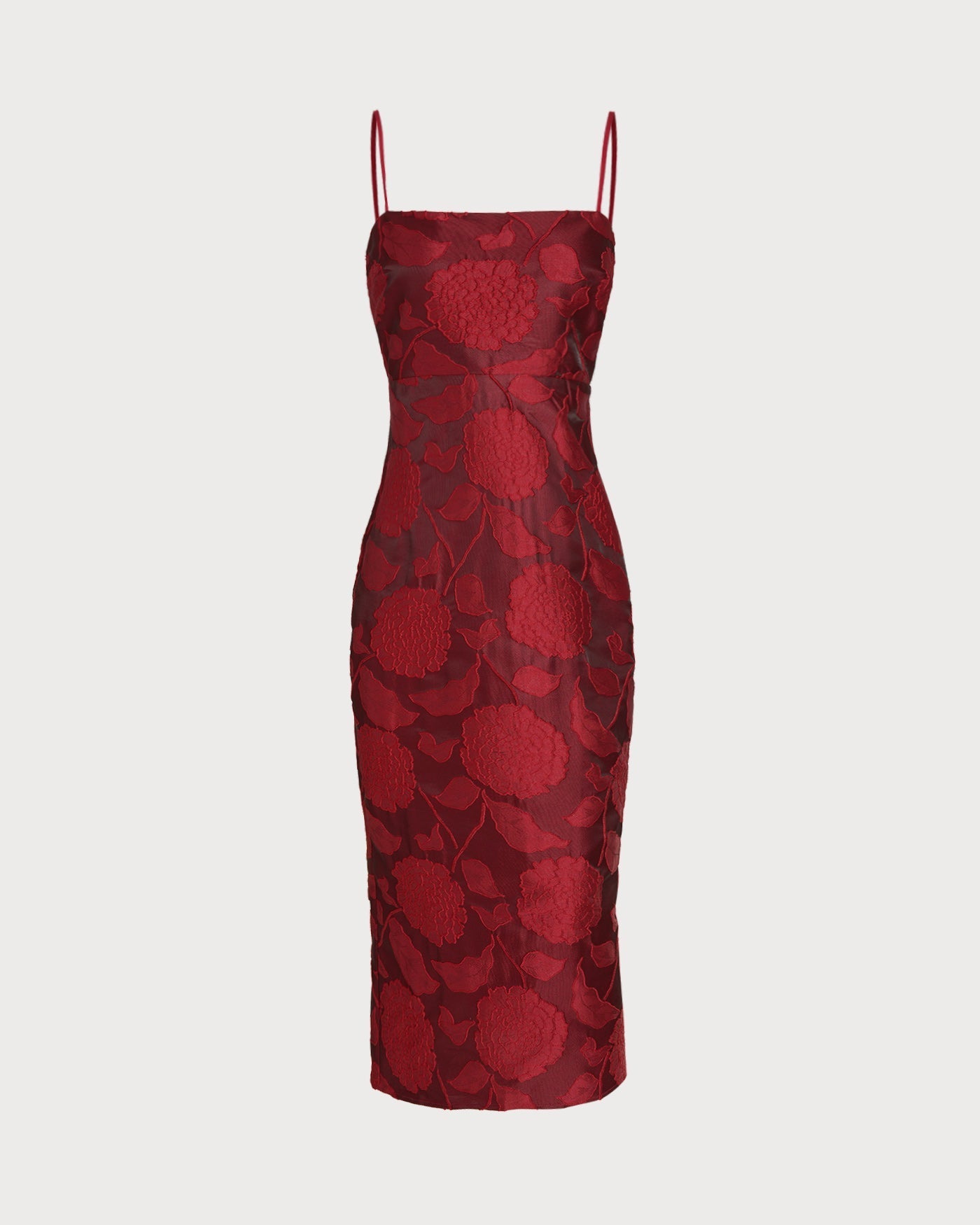 Dalia | Damen Jacquard-Maxikleid – Rot