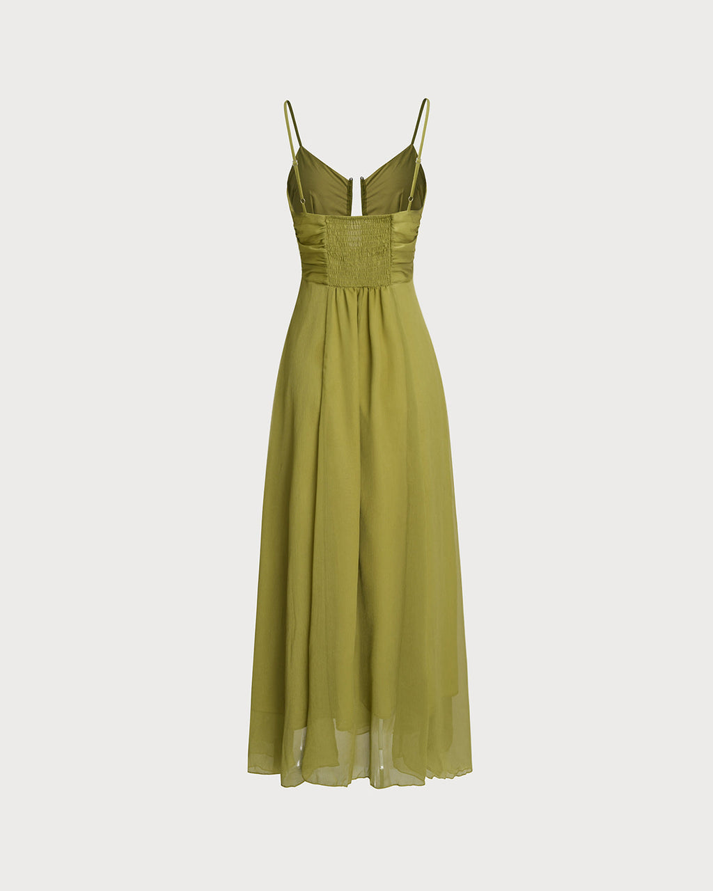 Thea | Damen Maxikleid mit Raffung – Grün