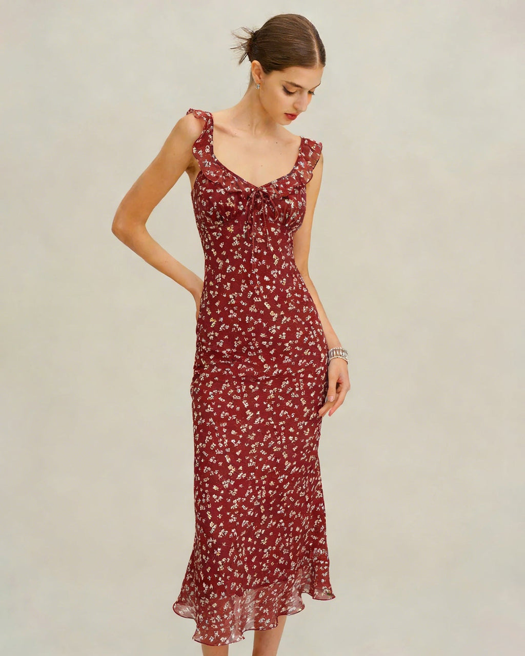 Siena | Damen Floral-Maxikleid – Rot