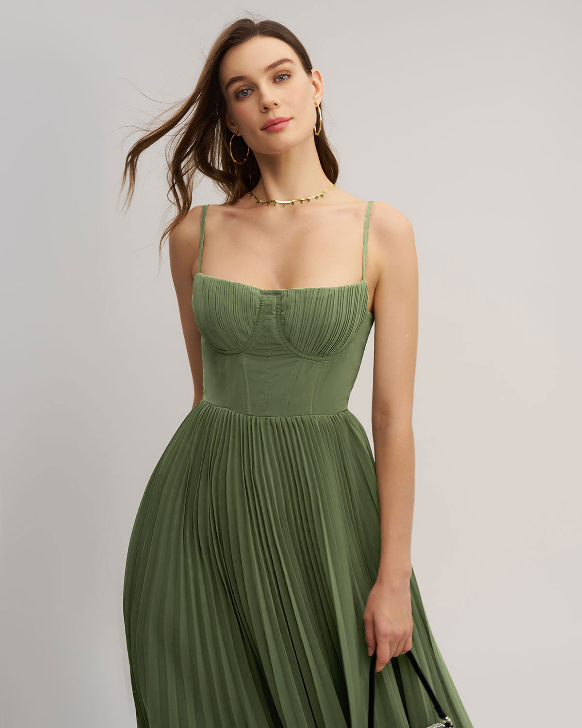 Fabienne | Damen Maxikleid mit Herz-Ausschnitt – Grün
