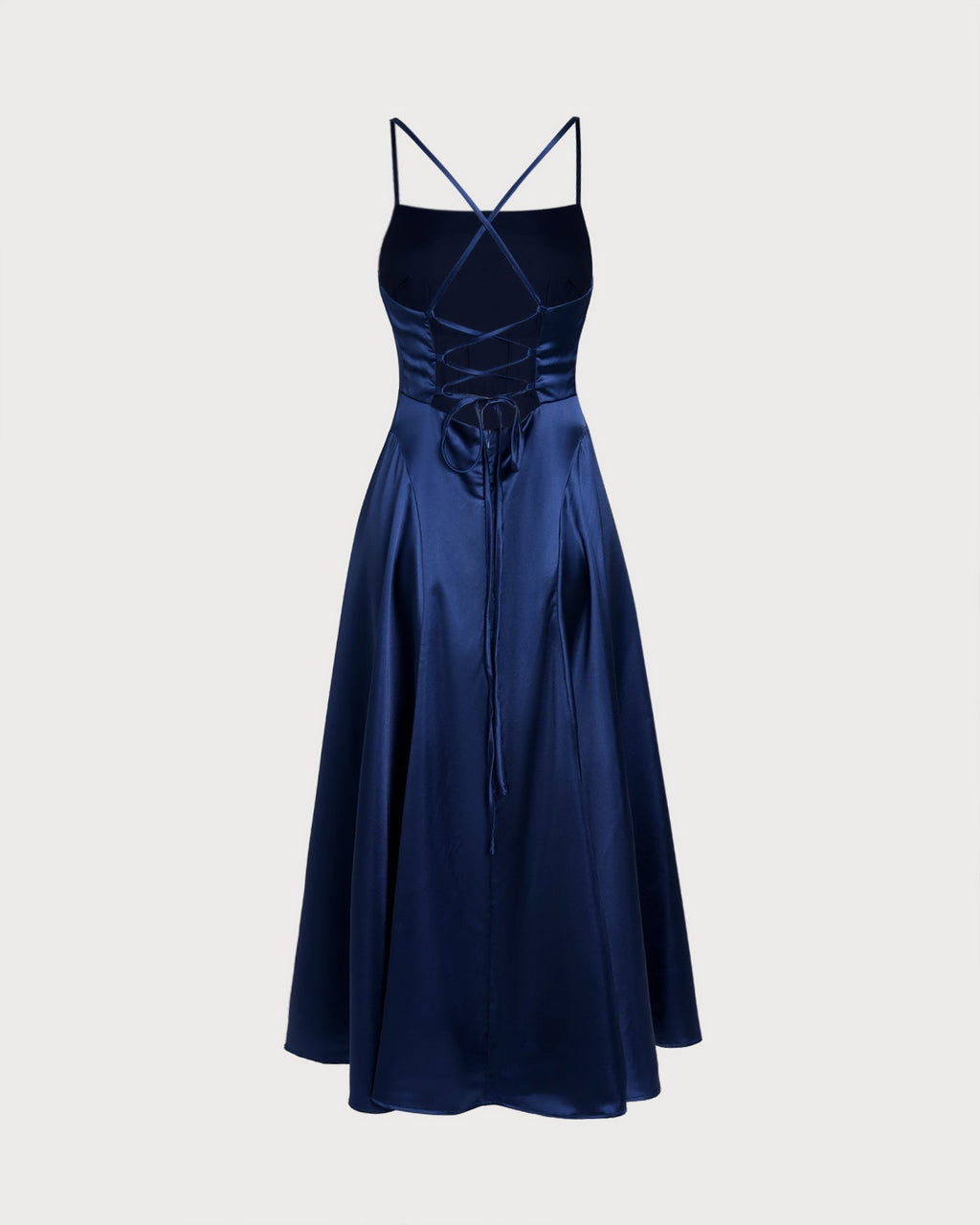 Zoe | Damen Satin-Maxikleid – Dunkelblau
