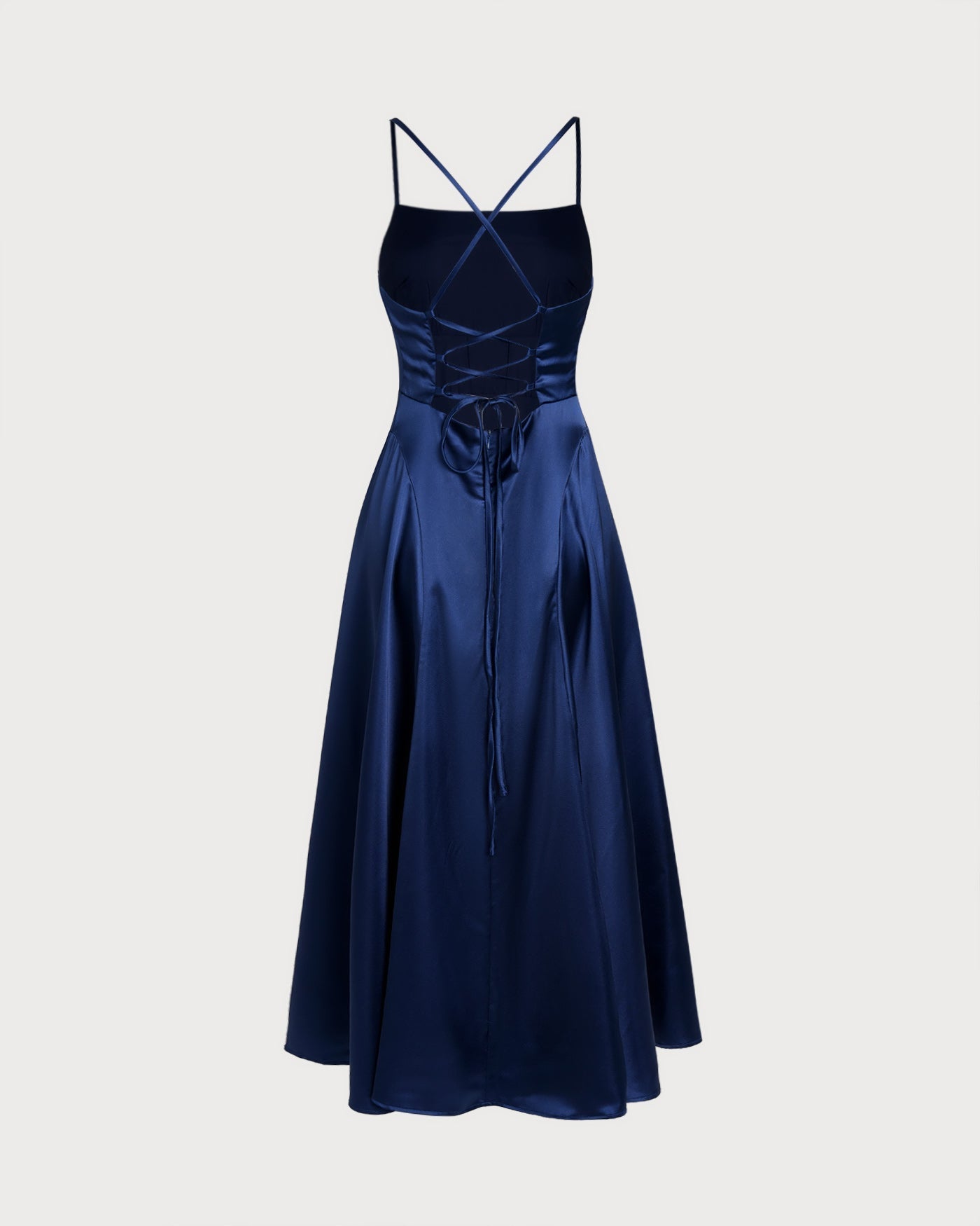 Zoe | Damen Satin-Maxikleid – Dunkelblau