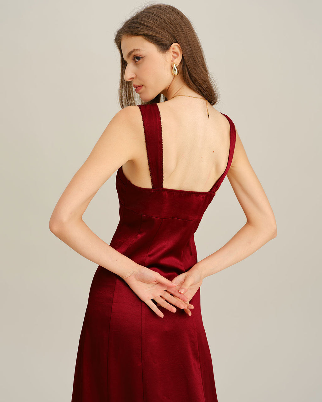 Elise | Damen Maxikleid mit Herz-Ausschnitt – Rot
