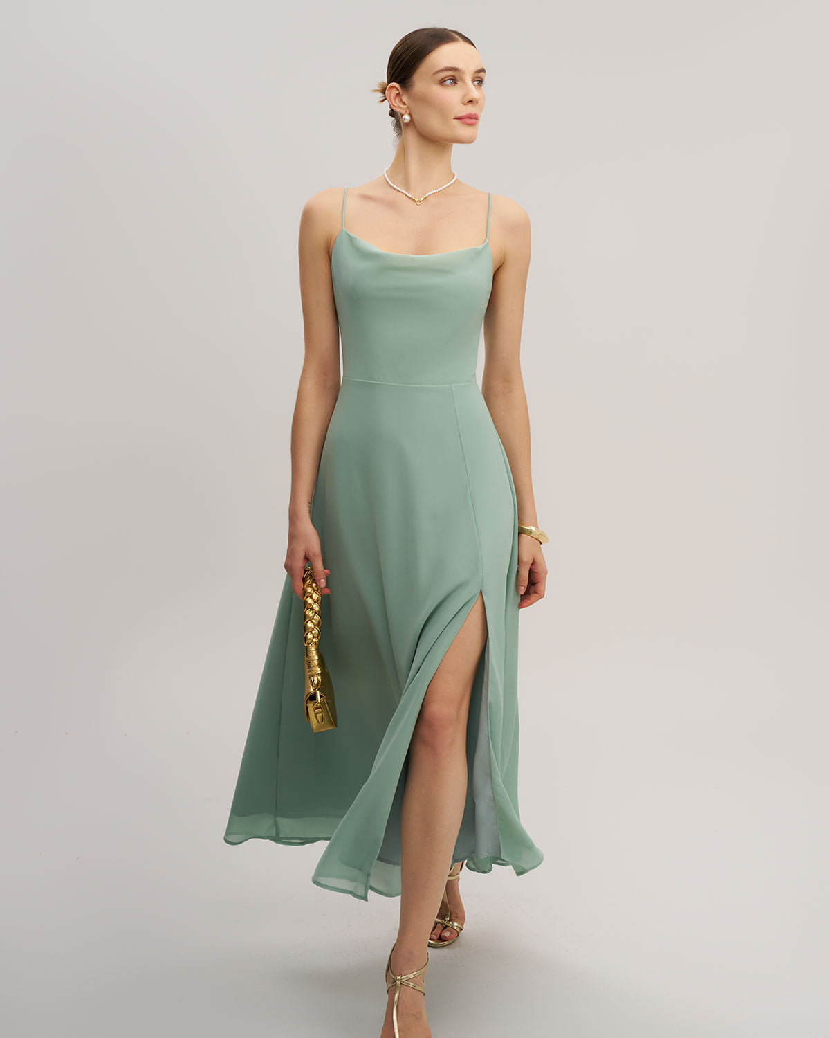 Stella | Damen Maxikleid rückenfrei – Grün
