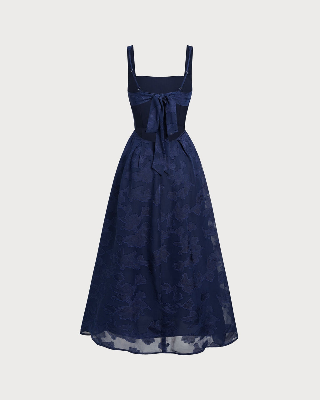 Odette | Damen Jacquard-Maxikleid – Dunkelblau