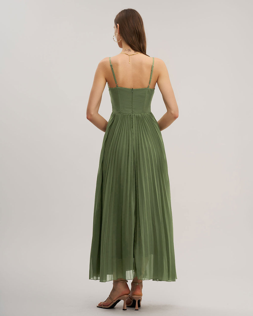 Fabienne | Damen Maxikleid mit Herz-Ausschnitt – Grün