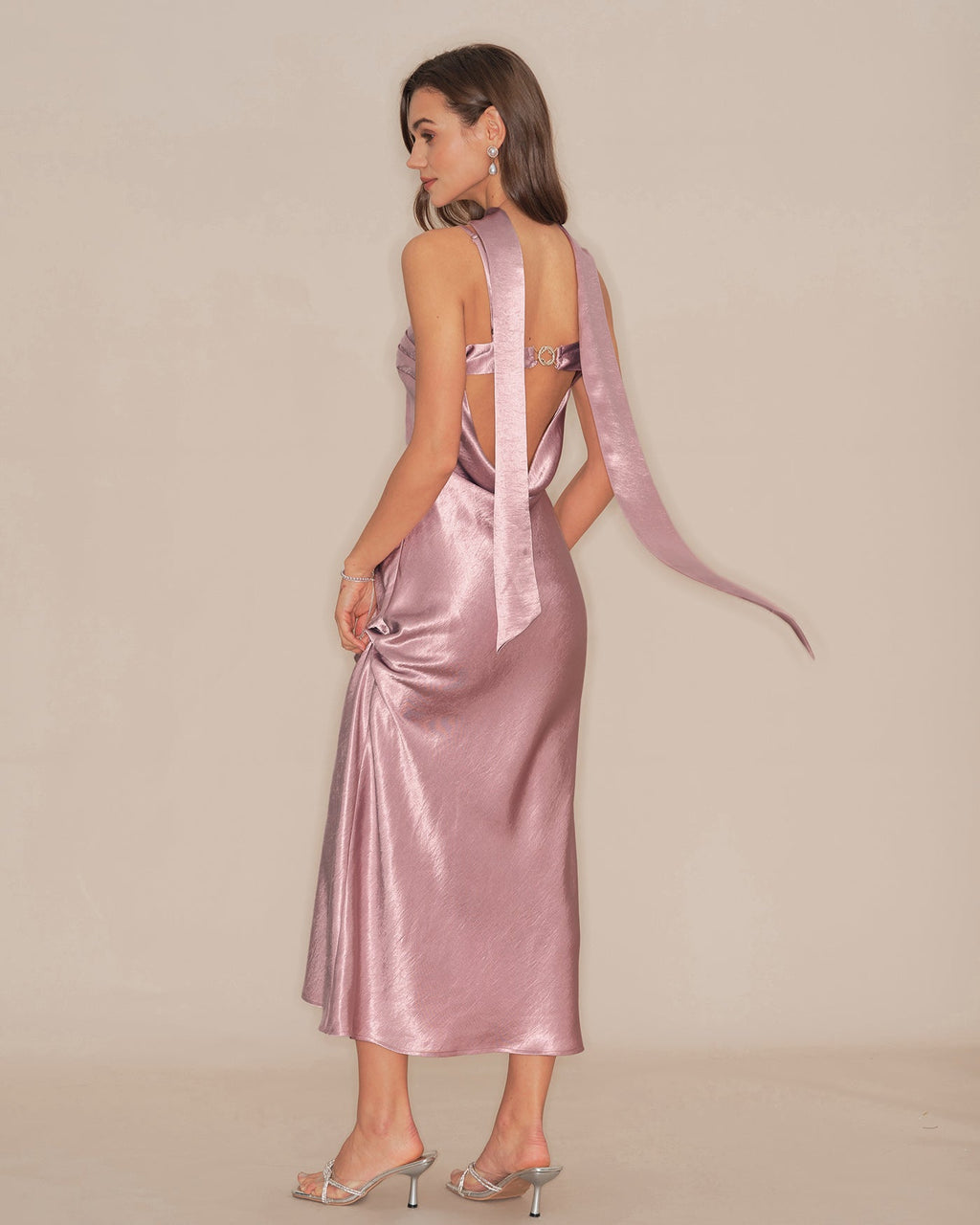 Nora | Damen Satin-Maxikleid im Meerjungfrau-Schnitt – Rosa