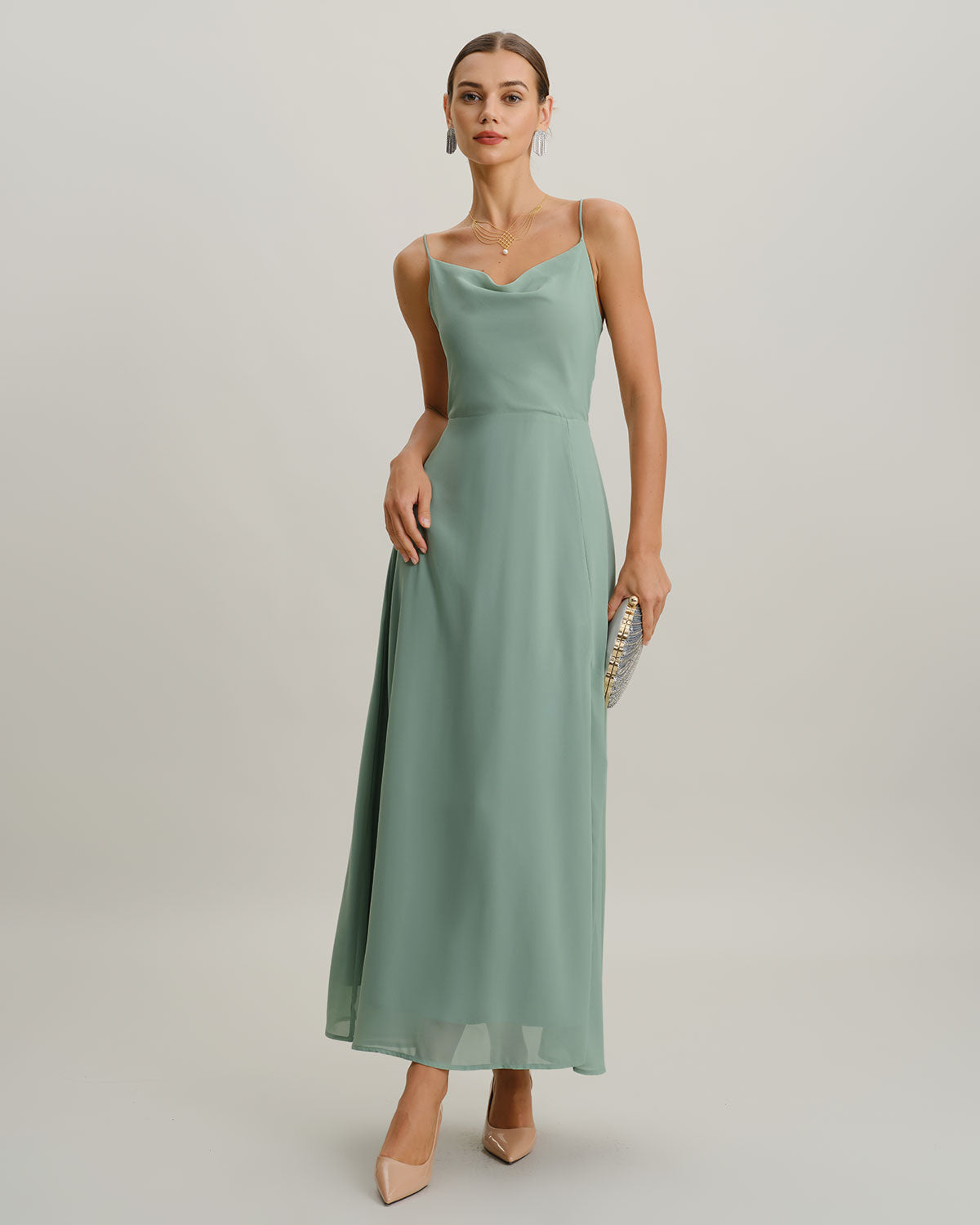 Stella | Damen Maxikleid rückenfrei – Grün