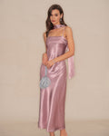 Nora | Damen Satin-Maxikleid im Meerjungfrau-Schnitt – Rosa