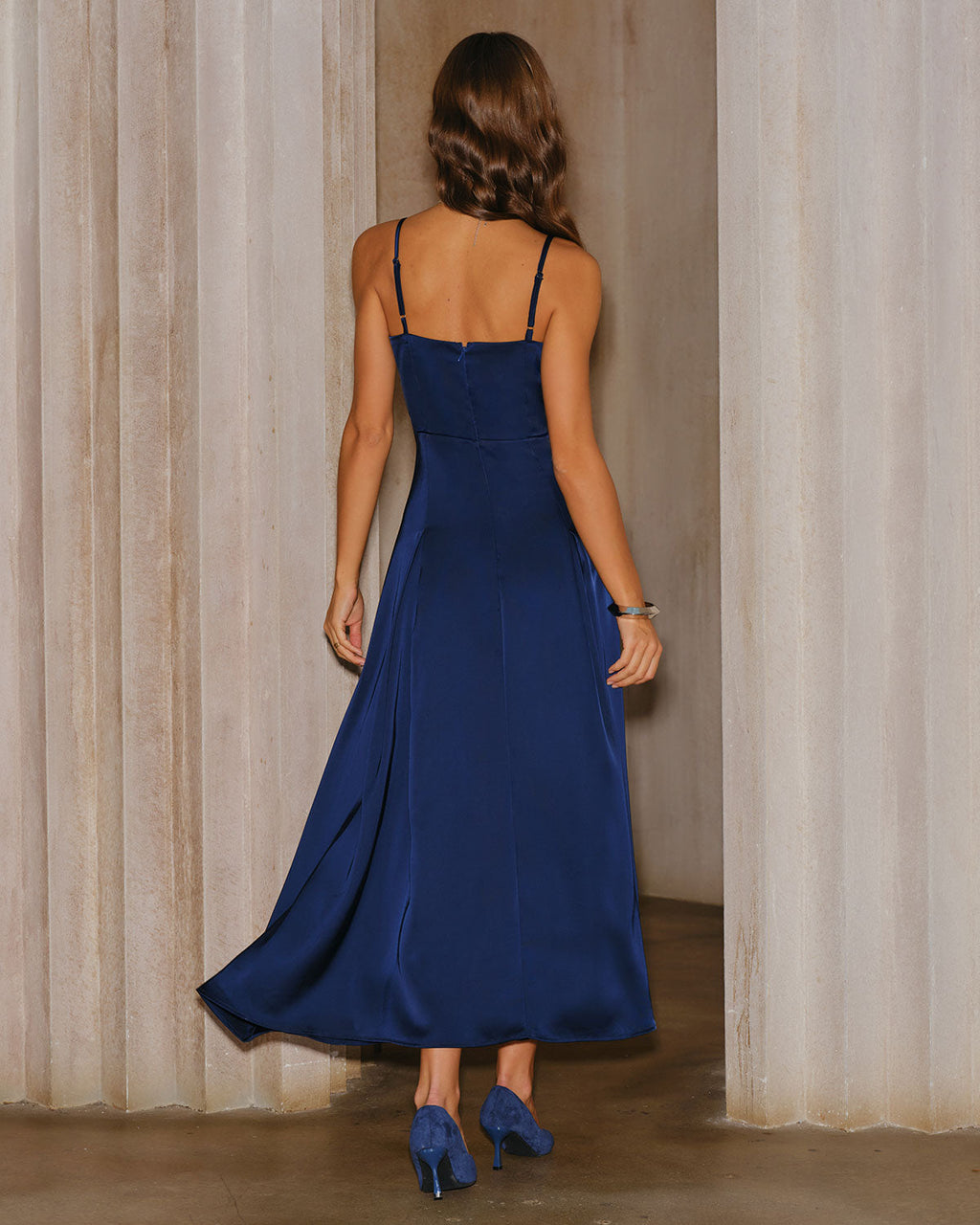 Eleonore | Damen Maxikleid in A-Linie – Dunkelblau