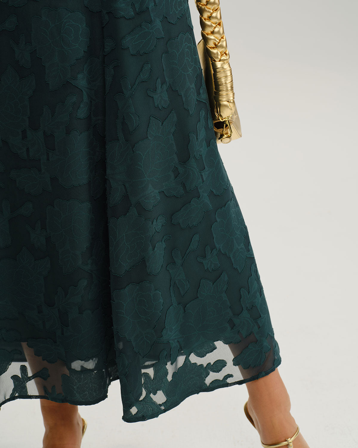 Arabella | Damen Jacquard-Maxikleid in A-Linie – Grün