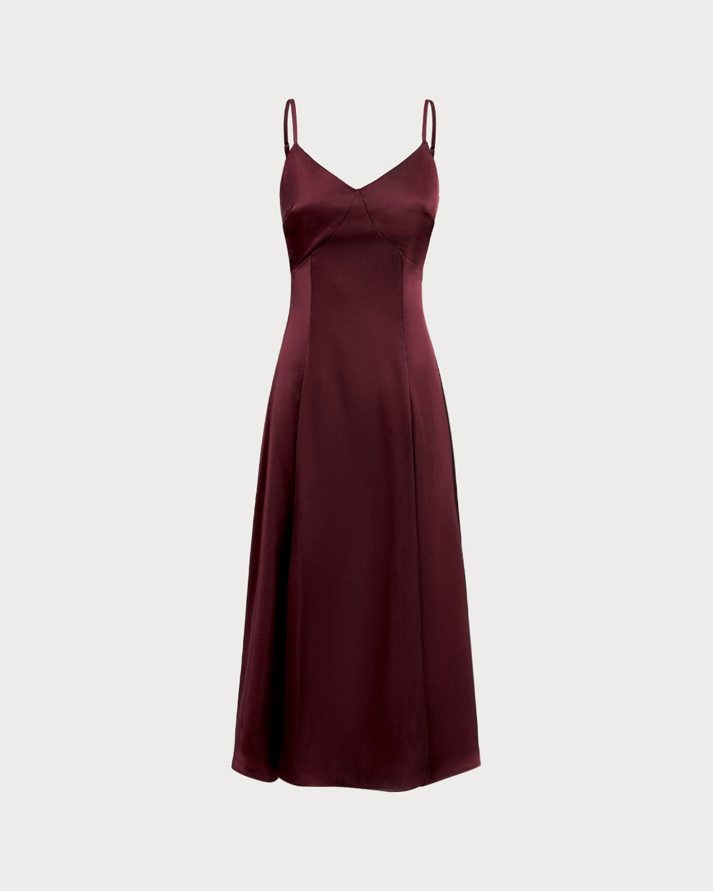 Isabelle | Damen Satin-Maxikleid in A-Linie – Bordeaux