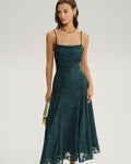 Arabella | Damen Jacquard-Maxikleid in A-Linie – Grün