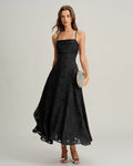 Louna | Damen Jacquard-Maxikleid – Schwarz