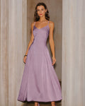 Maya | Damen Satin-Maxikleid – Violett
