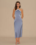 Pauline | Damen Midikleid mit Neckholder – Blau
