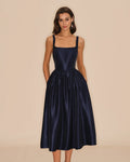 Rosalie | Damen Midikleid in A-Linie – Blau
