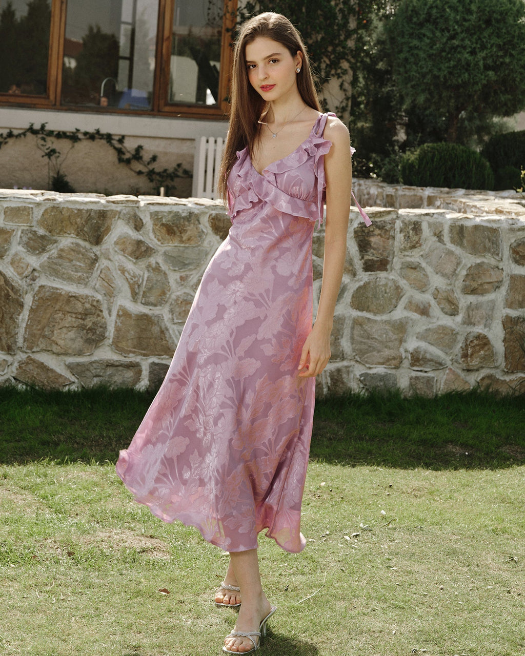 Willow | Damen Jacquard-Maxikleid – Violett