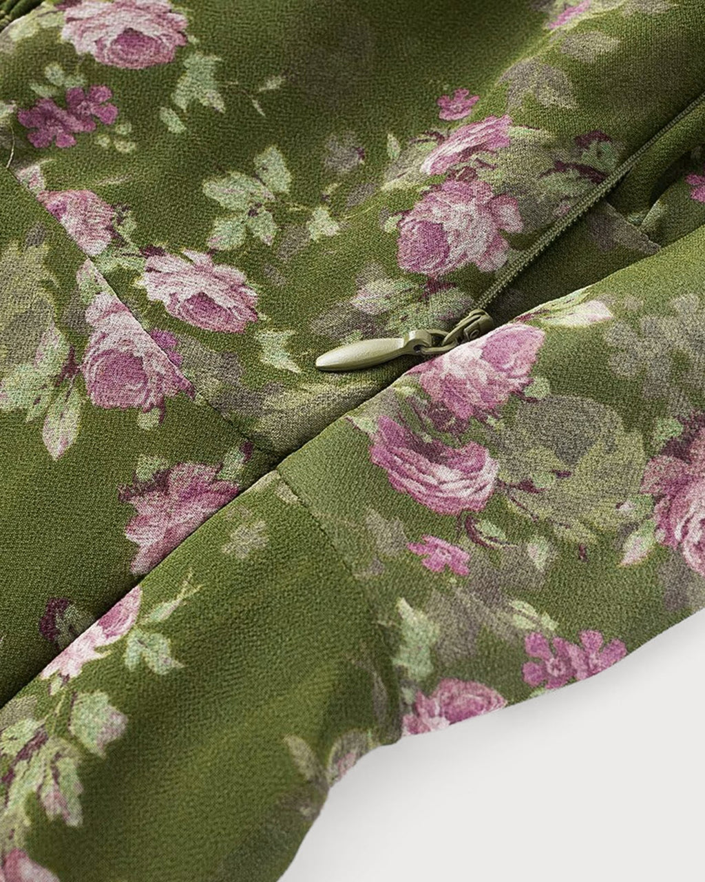 Noélie | Damen Floral-Midikleid gesmokt – Grün