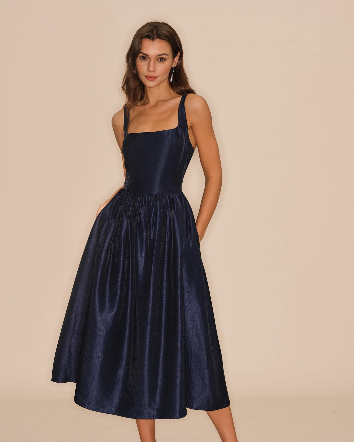 Rosalie | Damen Midikleid in A-Linie – Blau