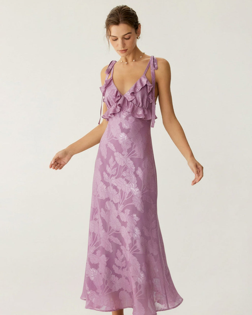 Willow | Damen Jacquard-Maxikleid – Violett