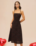 Violette | Damen Floral-Midikleid in A-Linie – Schwarz