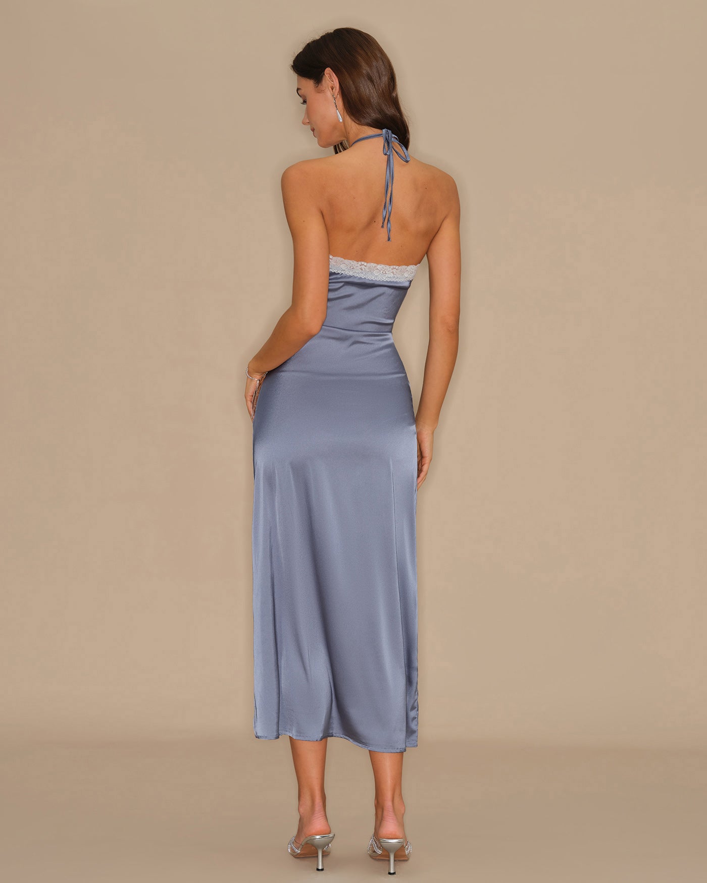 Pauline | Damen Midikleid mit Neckholder – Blau