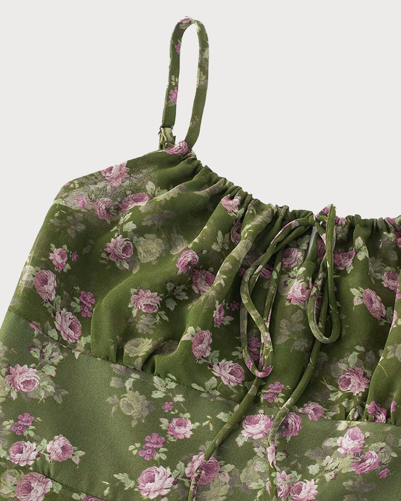 Noélie | Damen Floral-Midikleid gesmokt – Grün