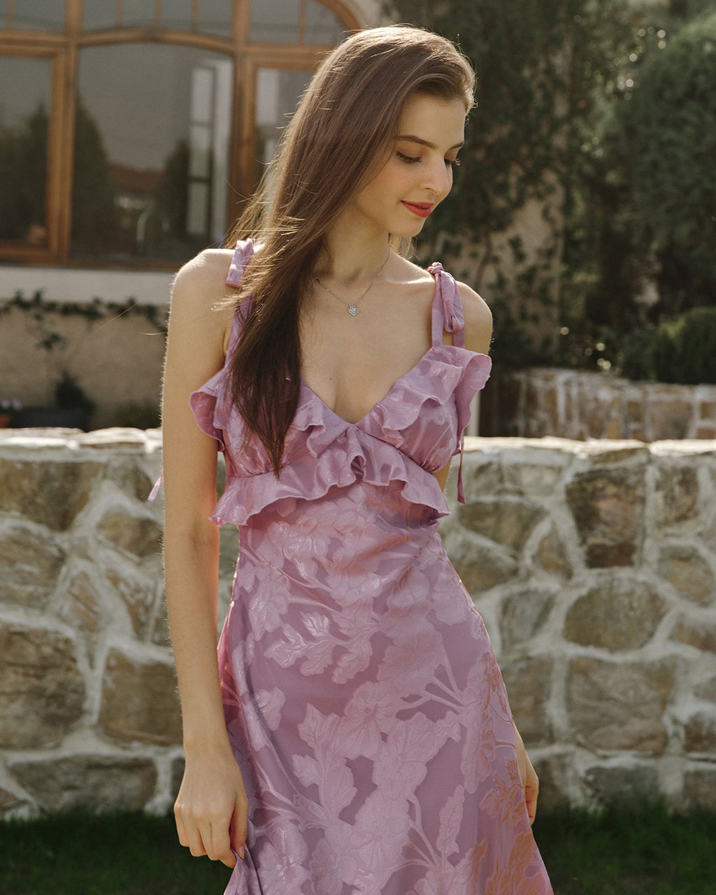 Willow | Damen Jacquard-Maxikleid – Violett