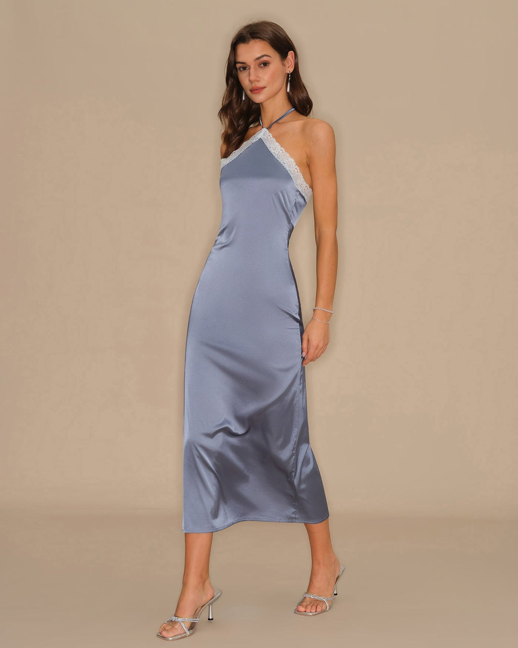 Pauline | Damen Midikleid mit Neckholder – Blau