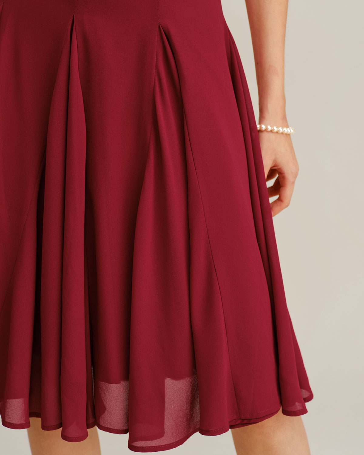 Carla | Damen Chiffon-Midikleid in A-Linie – Rot
