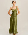 Diane | Damen Jacquard-Maxikleid mit Corsage – Grün