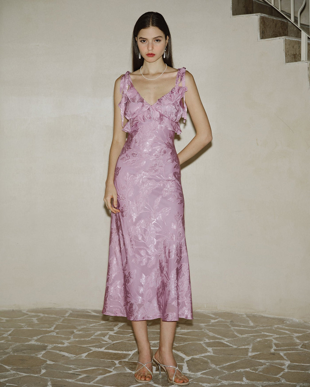 Willow | Damen Jacquard-Maxikleid – Violett