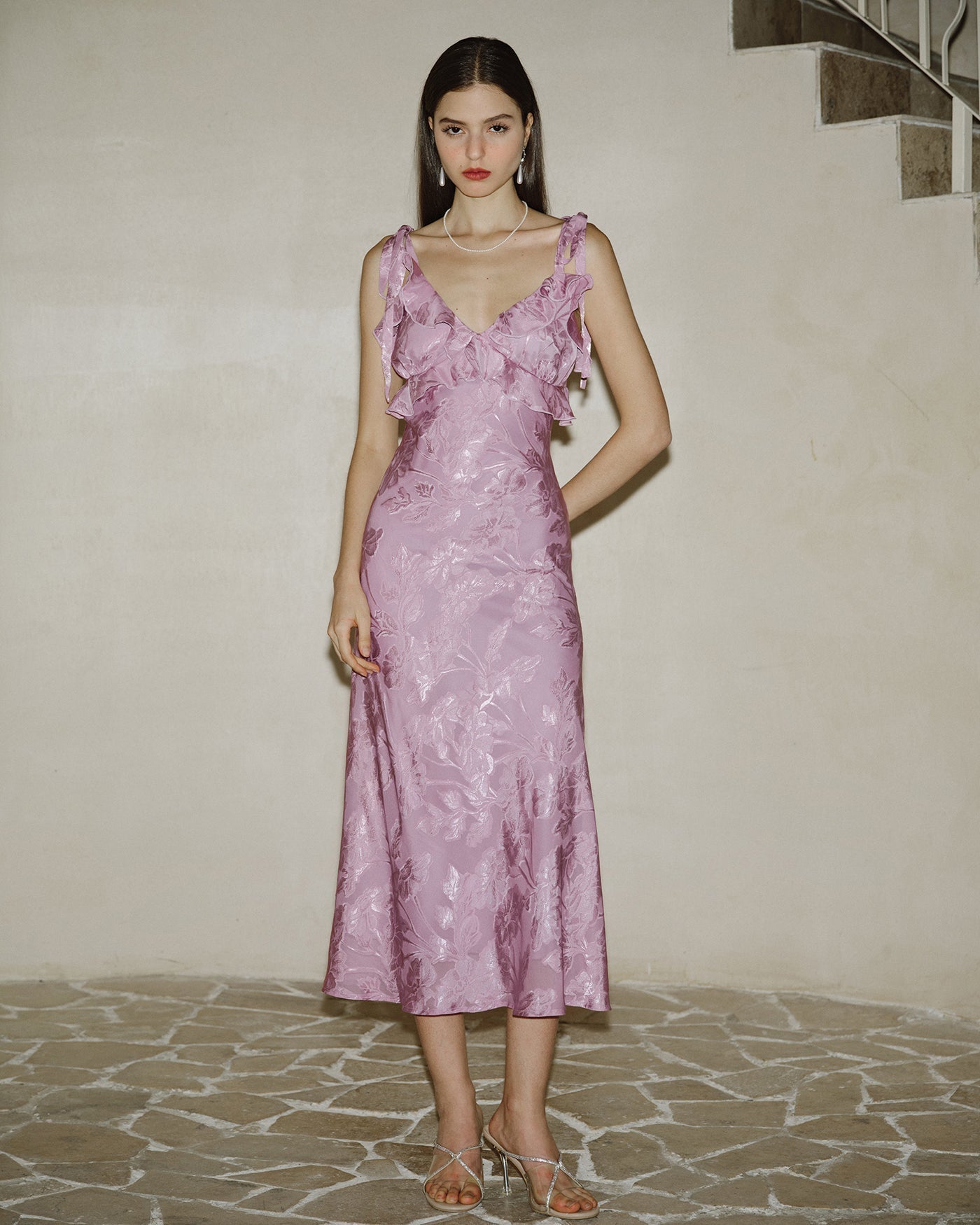 Willow | Damen Jacquard-Maxikleid – Violett