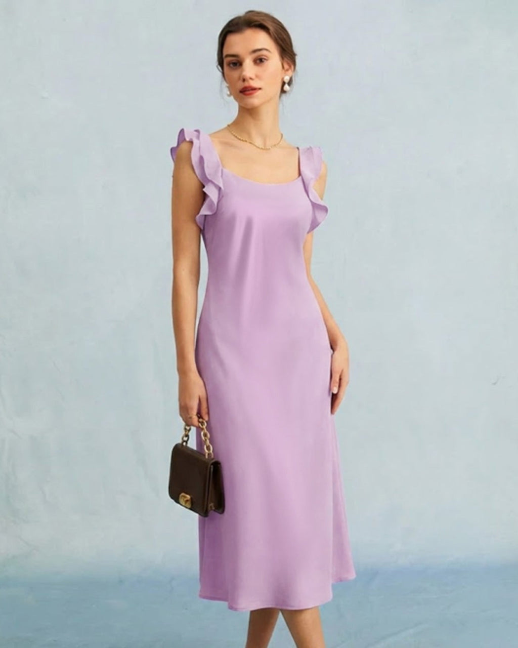 Alessa | Damen Midikleid mit Volants – Violett