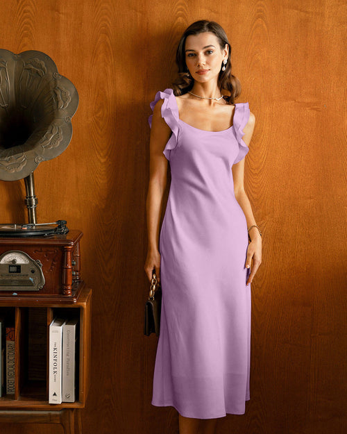 Alessa | Damen Midikleid mit Volants – Violett
