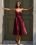 Vivienne | Damen Midikleid mit Raffung – Bordeaux