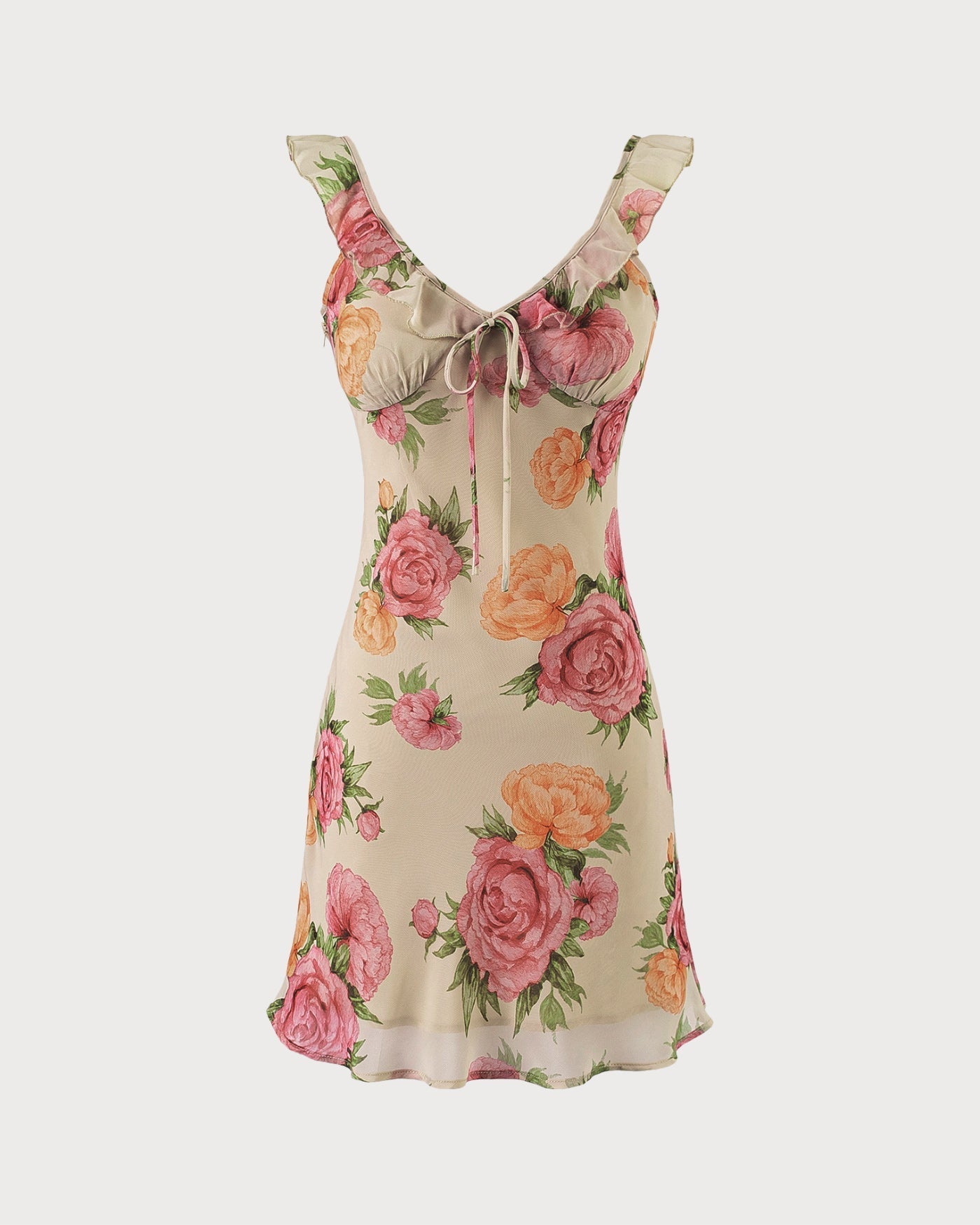 Livia | Damen Floral-Minikleid – Apricot