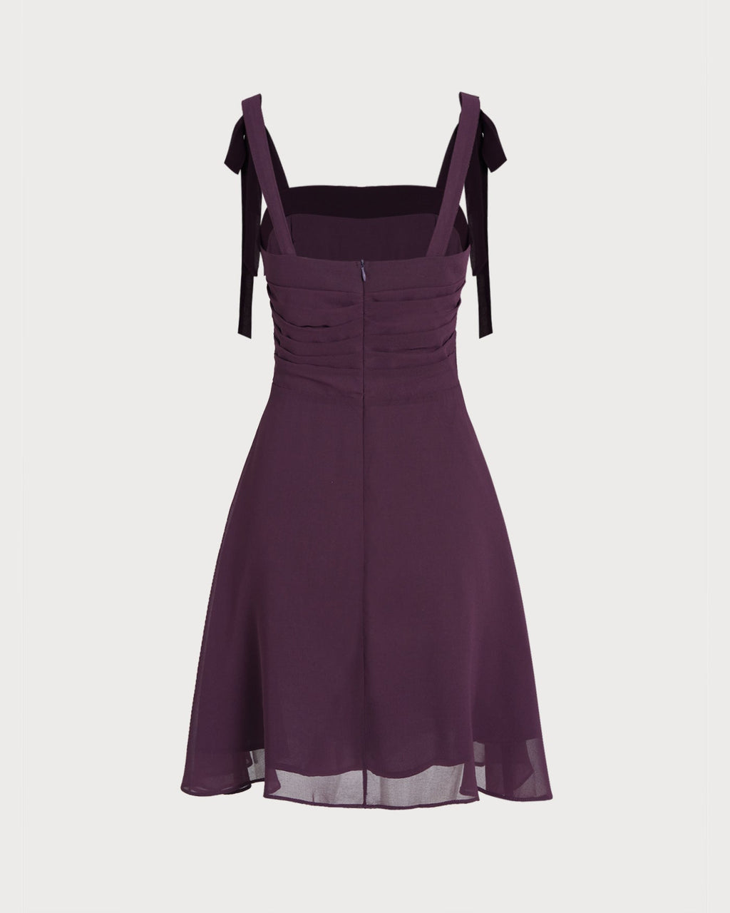 Beatrice | Damen Chiffon-Minikleid mit Bindeträgern – Violett