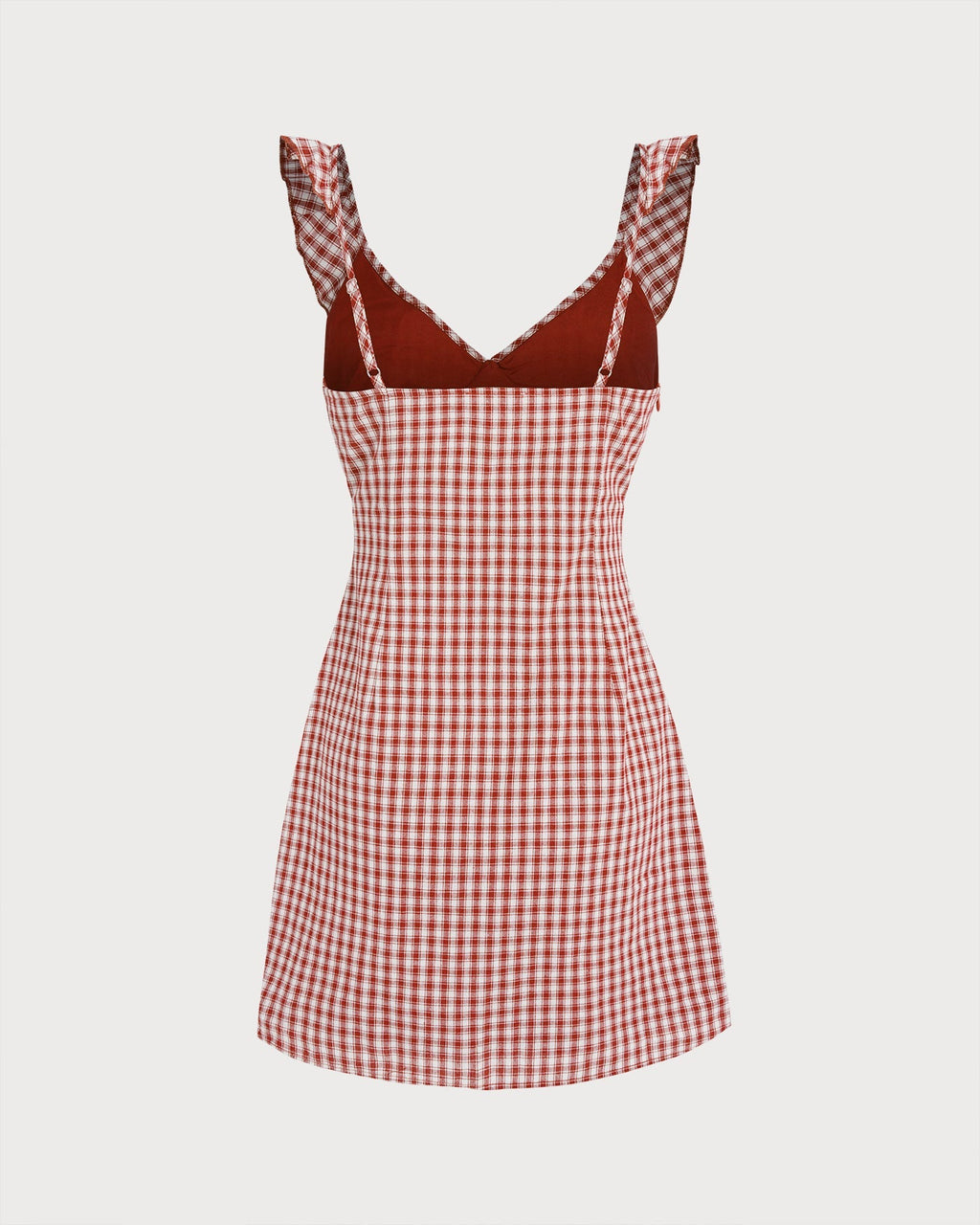 Liv | Damen Karo-Minikleid mit V-Ausschnitt – Rot
