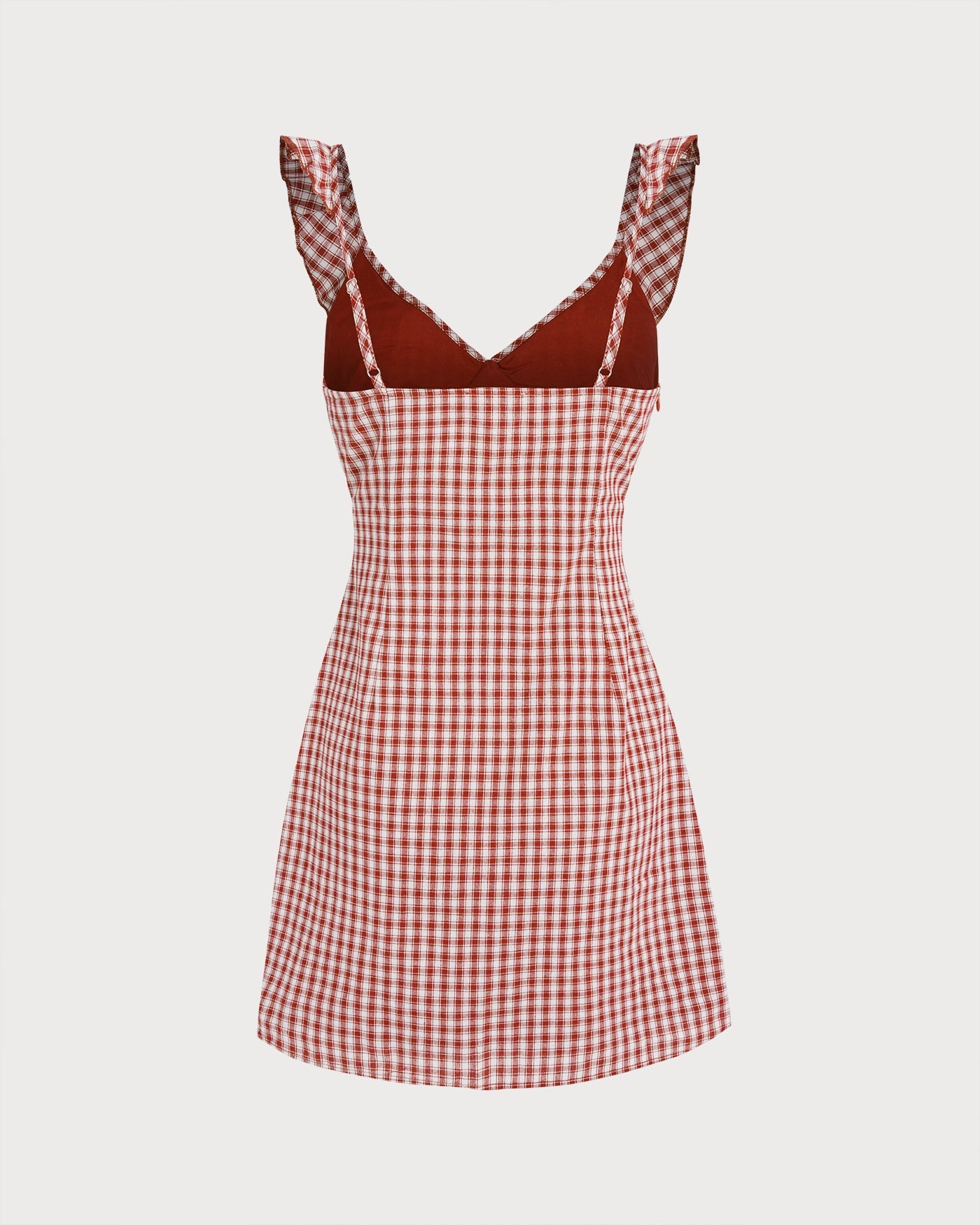 Liv | Damen Karo-Minikleid mit V-Ausschnitt – Rot
