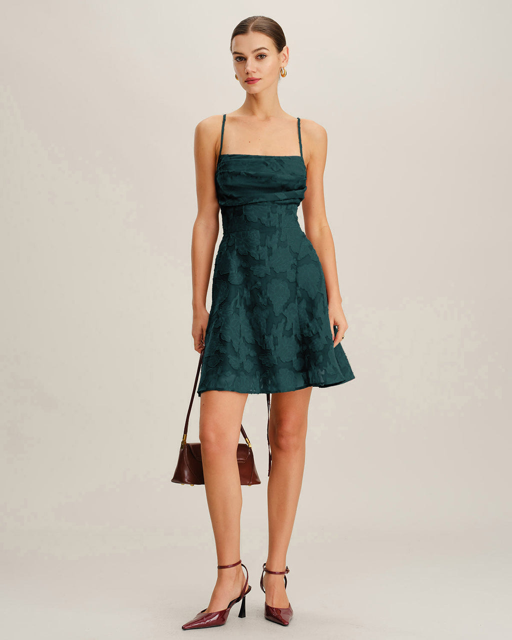 Olivia | Damen Jacquard-Minikleid – Grün