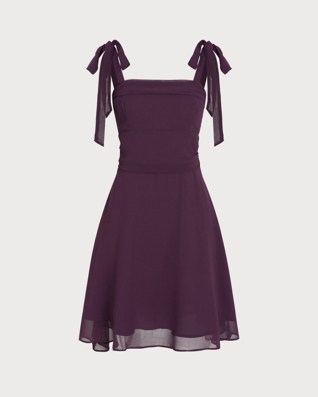 Beatrice | Damen Chiffon-Minikleid mit Bindeträgern – Violett