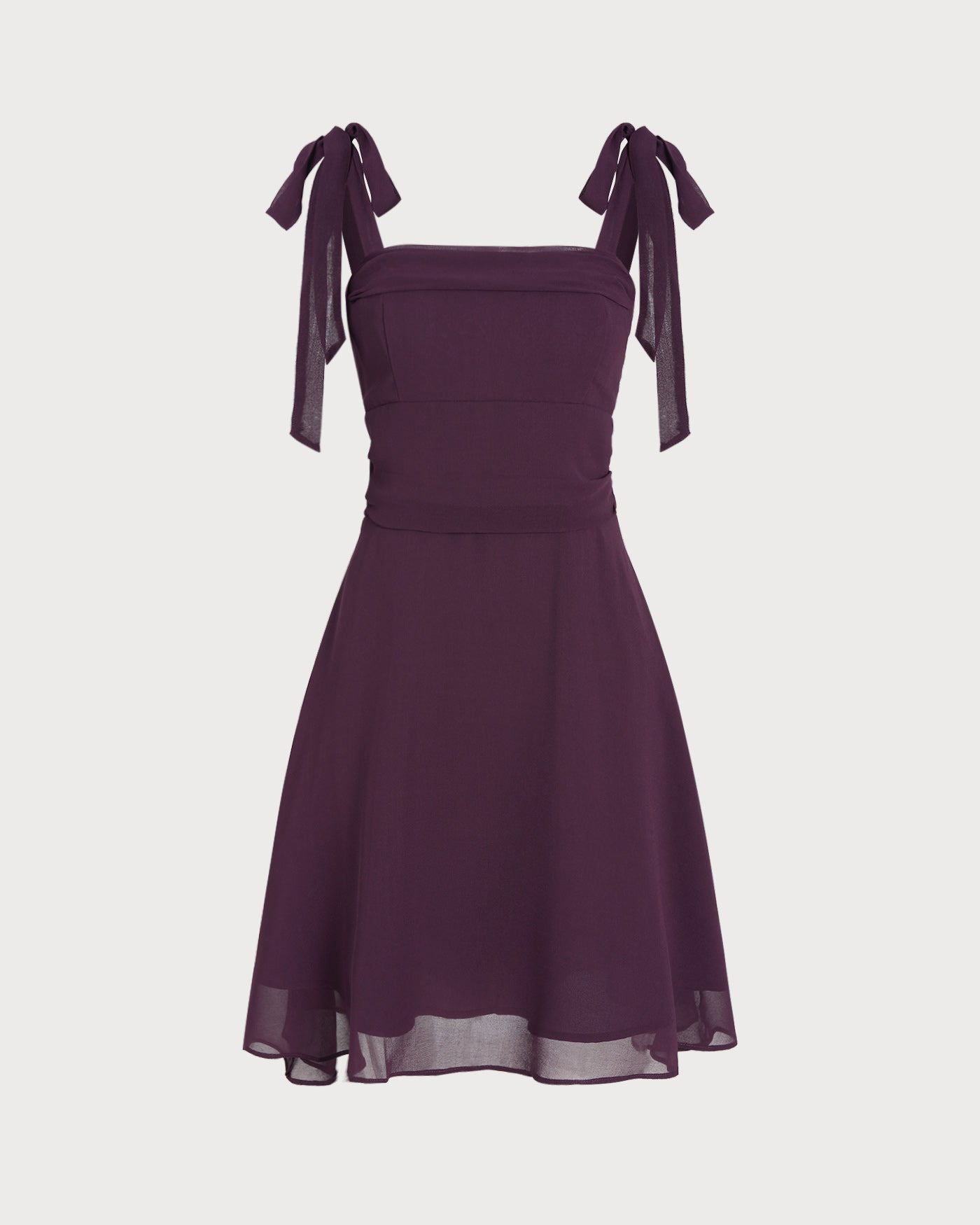 Beatrice | Damen Chiffon-Minikleid mit Bindeträgern – Violett