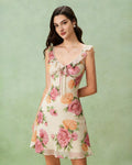 Livia | Damen Floral-Minikleid – Apricot