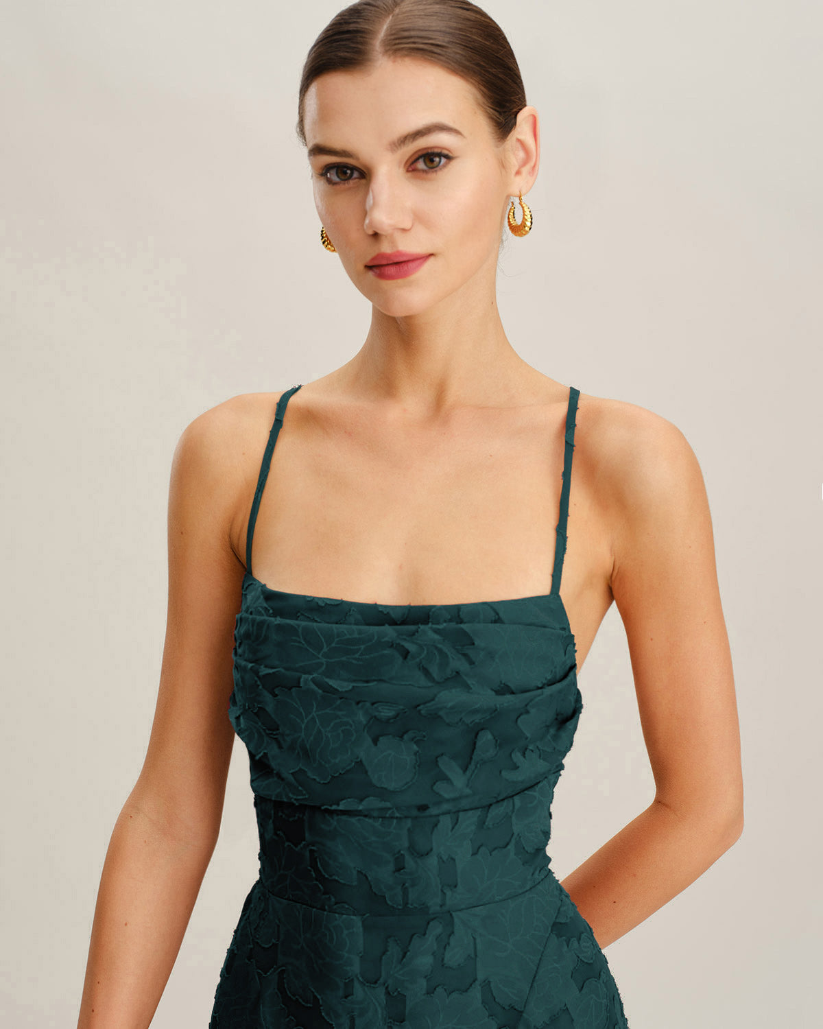 Olivia | Damen Jacquard-Minikleid – Grün