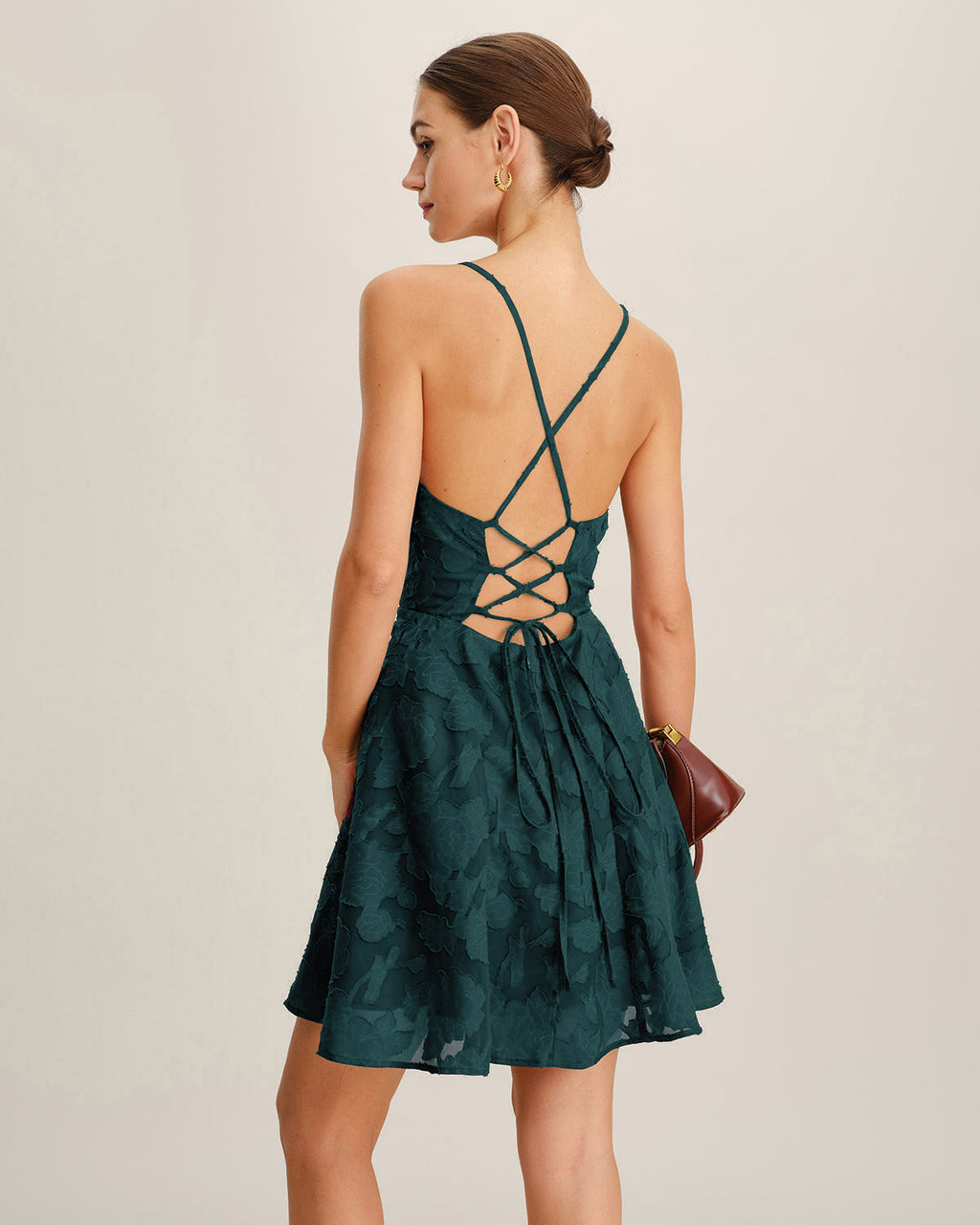 Olivia | Damen Jacquard-Minikleid – Grün