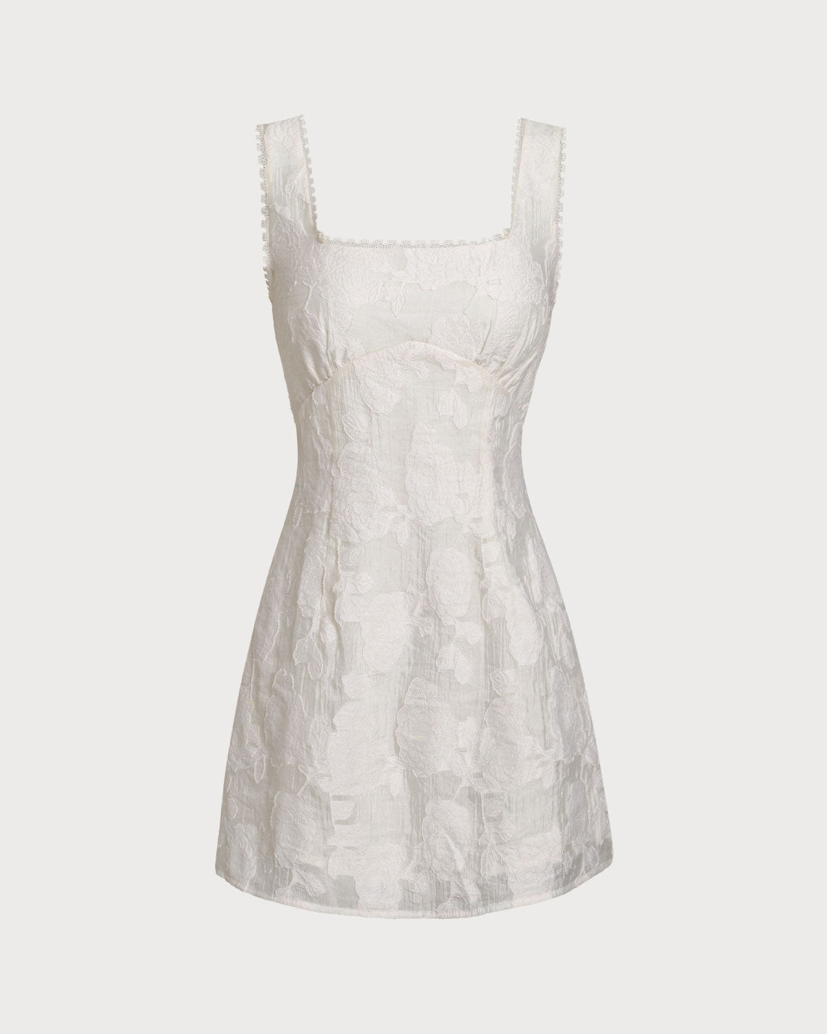 Valentina | Damen Minikleid mit Karree-Ausschnitt – Weiß