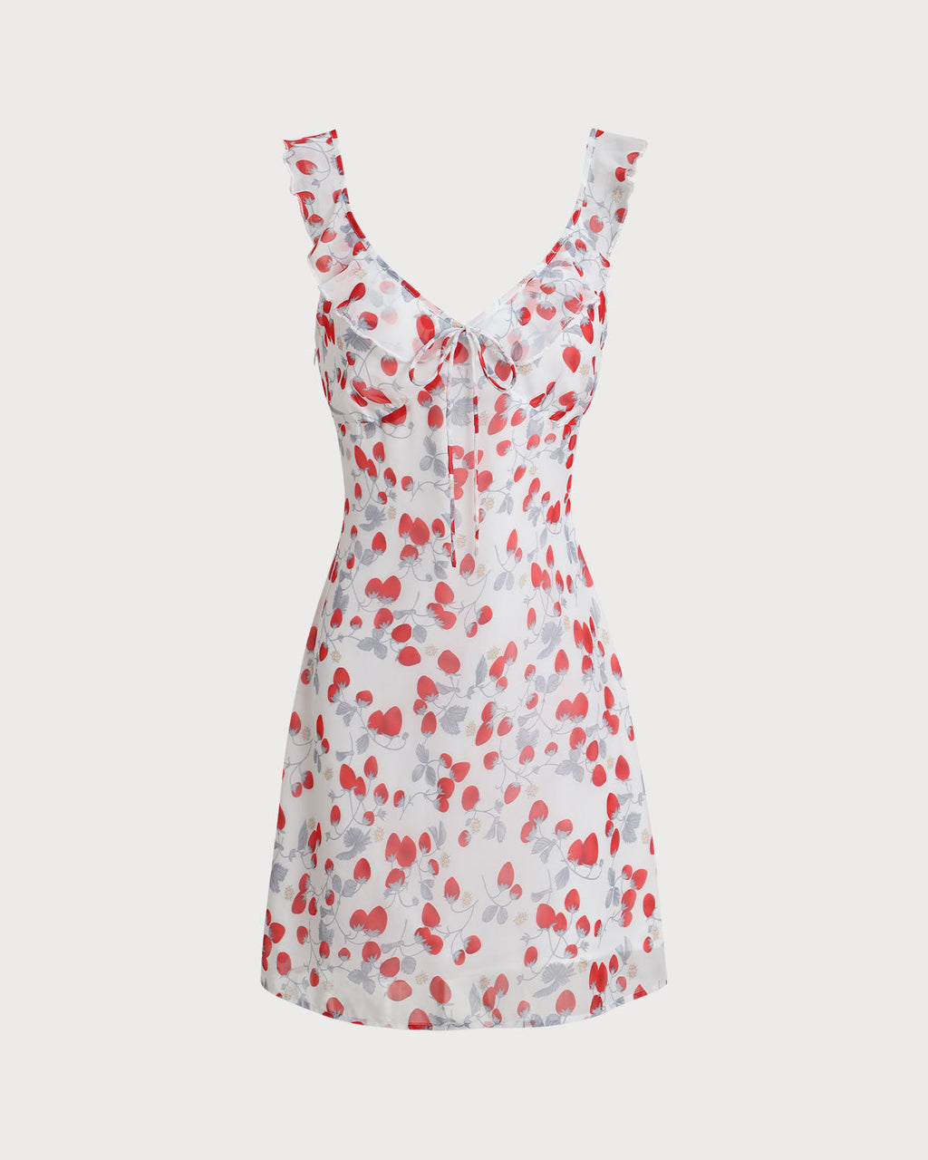Esmée | Damen Floral-Minikleid mit V-Ausschnitt – Weiß